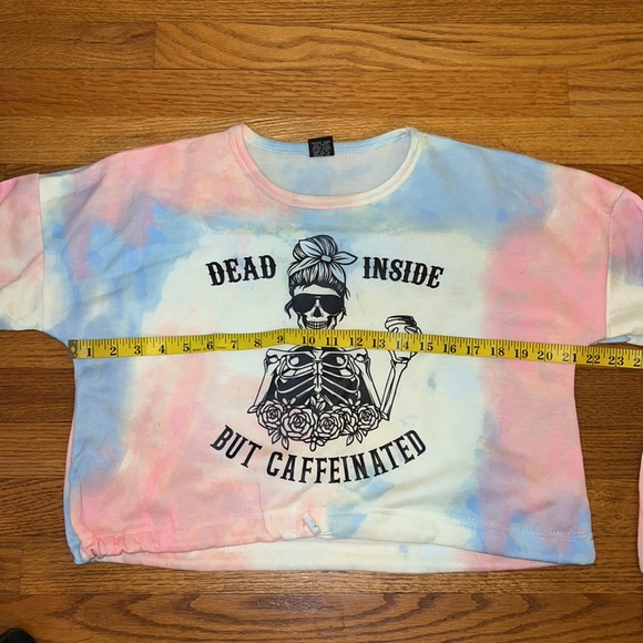 Dead Inside but Caffeinated tie-dye crewneck cropped sweatshirt. - Picture 3 of 8